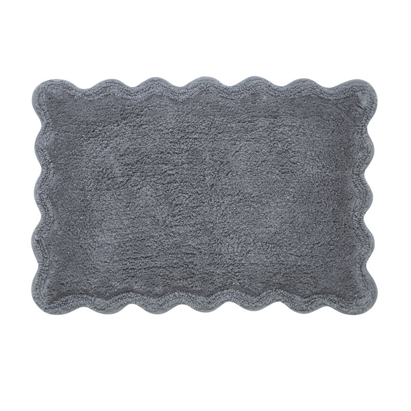 Home Scallop Cotton Bath Rug,, Grey, "Single - 17"L x 24"W
