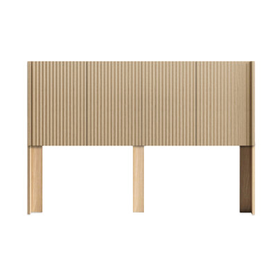Modern King Size Natural Oak Wood Headboard With Fluted Panel Wingback, 3D Carving, Versatile And Practical Wall Mounted Wingback In Oak, , Simple To Install,