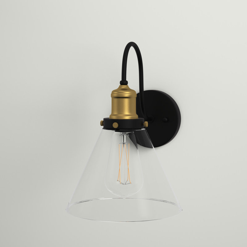 Rimma Armed Sconce, Brass/Black