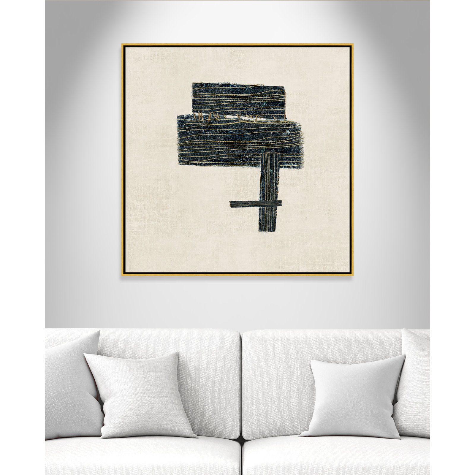 Copeland "Stitched I" Print, 37.5" H x 37.5" W, Gold