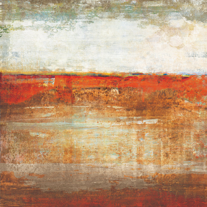 Cool Orange Horizon - Wrapped Canvas Painting, 30cm H x 30cm W x 3.8cm D