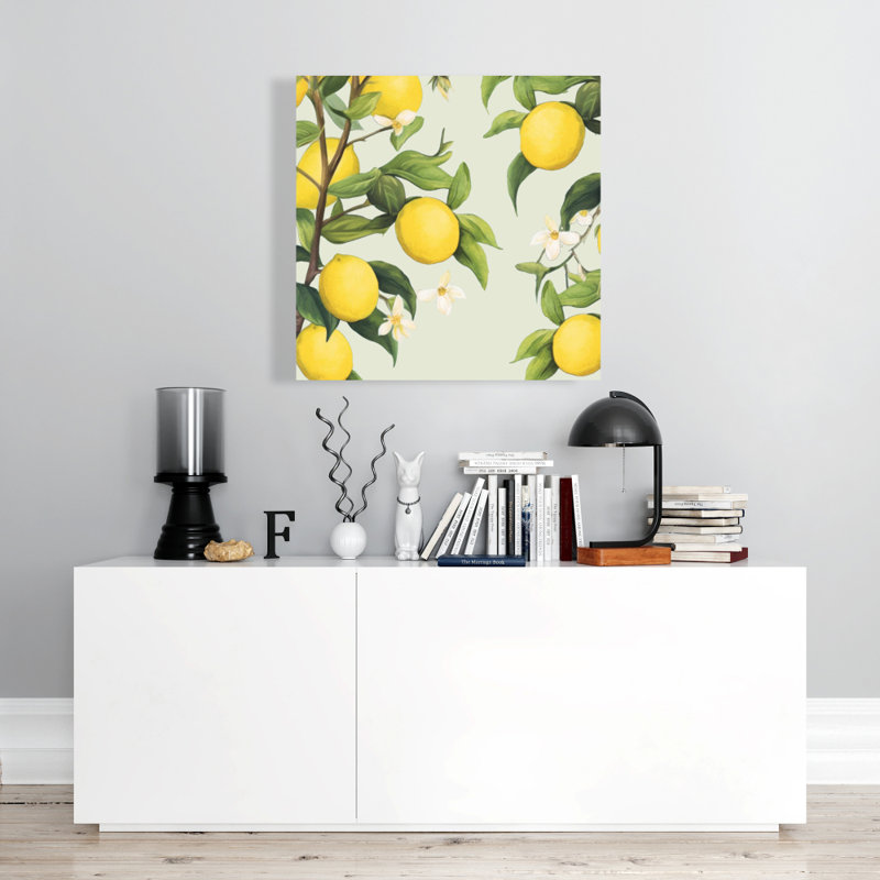 Citrons fleuris | Toile à fleurs abstraites | Décoration contemporaine