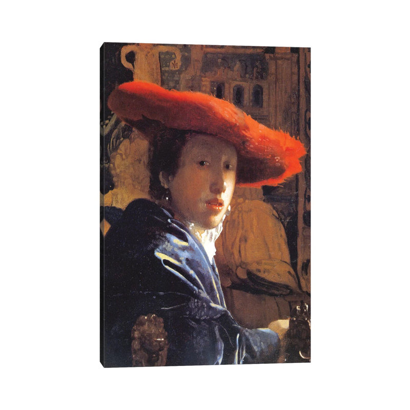 Girl With A Red Hat, C by Johannes Vermeer - Wrapped Canvas Print, 30.48cm H x 20.32cm W x 1.91cm D