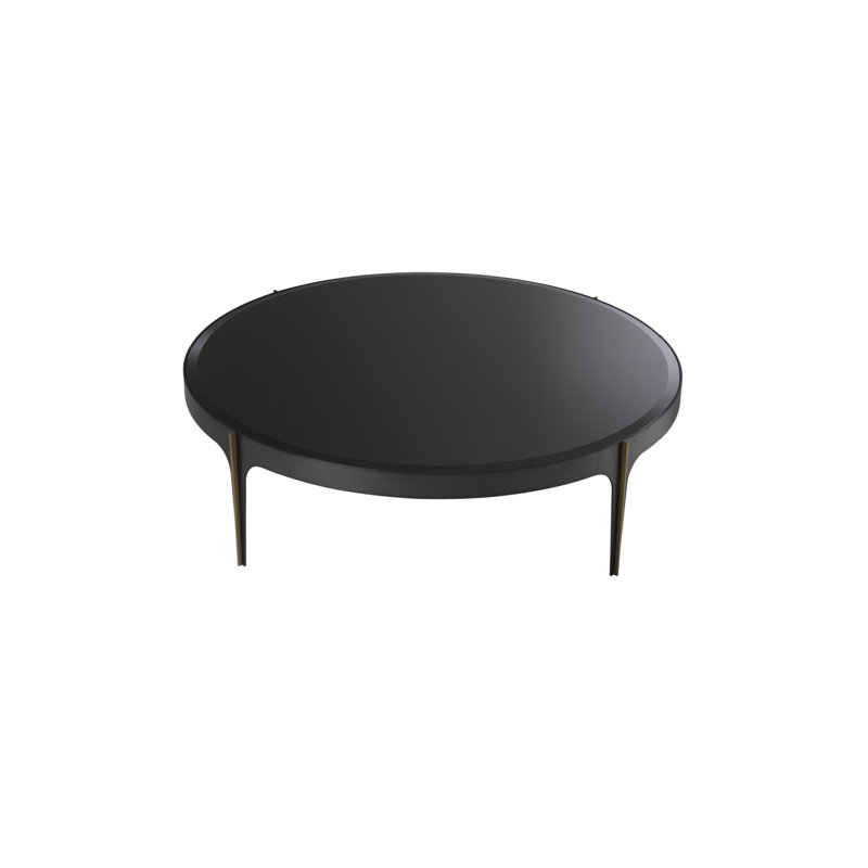 Artemisa Round Black Marble Coffee Table with Brass Accents
