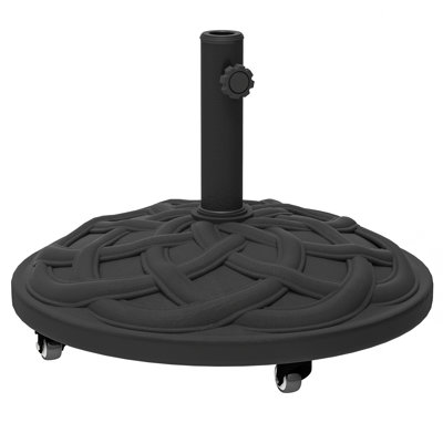 Round Patio Umbrella Base with Wheels, 44 lbs Resin Umbrella Stand