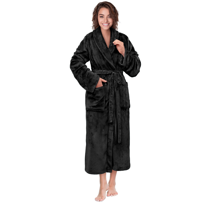 Peignoir en molleton de polyester avec poches Alling, S, Noir