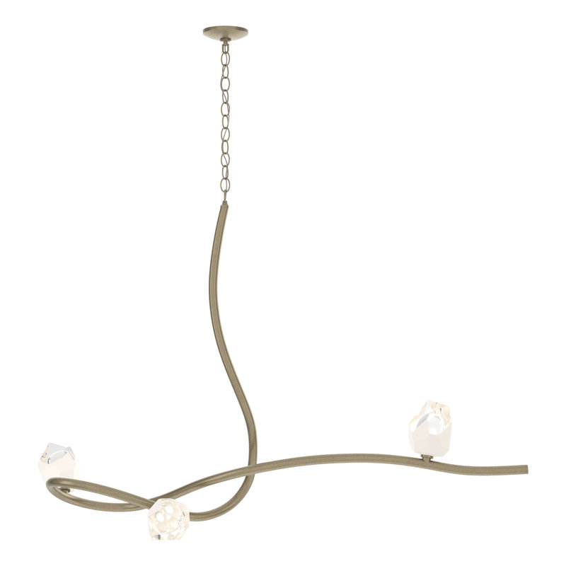 Glacier 3 - Light Unique/Statement Modern Linear Chandelier, White, Soft Gold