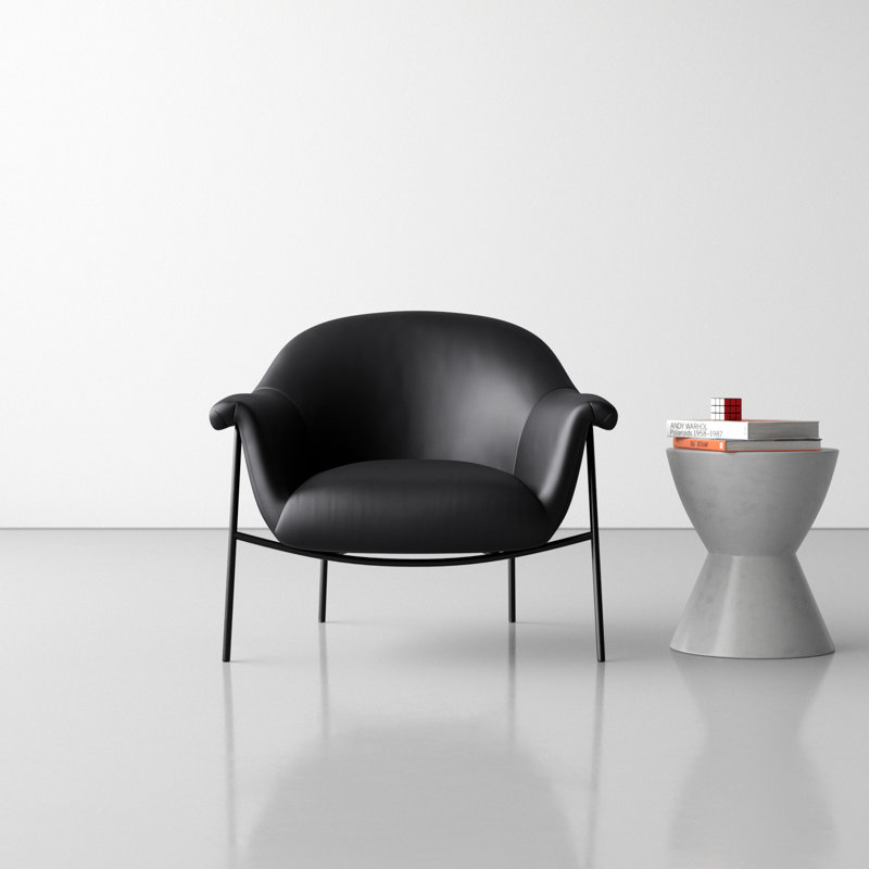 Dessa Upholstered Armchair, Black Genuine Leather