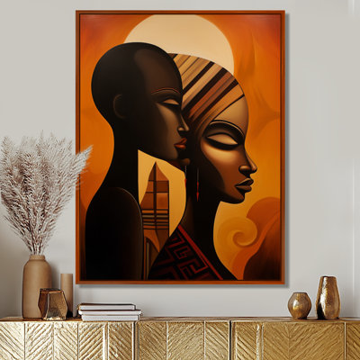 «Retro Minimal Double Ebony Profile II», art mural masque africain