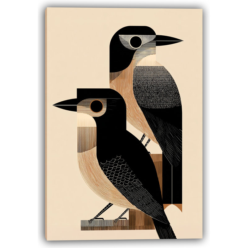 Abstrait paire de pinson - art mural sur toile tendue