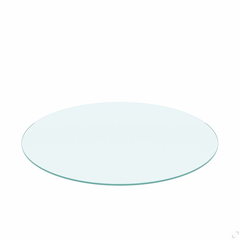 Plateau de table rond en verre trempé de 30 po, verre transparent, bord plat de 1/4 po d'épaisseur poli
