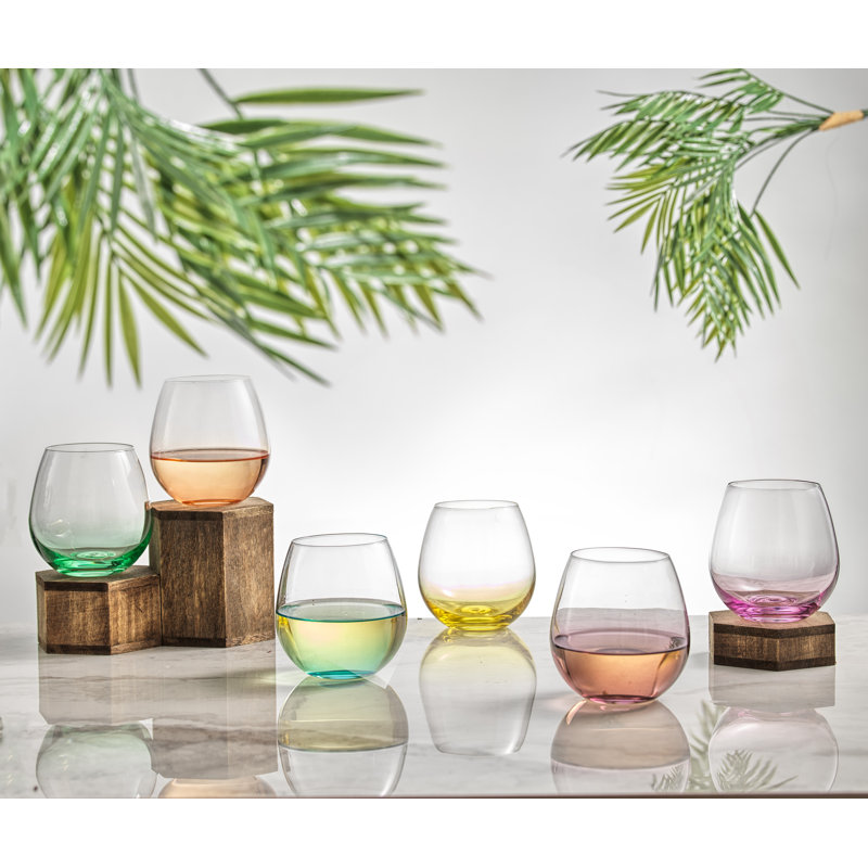 JoyJolt Hue Colored Wine Glasses, 15oz