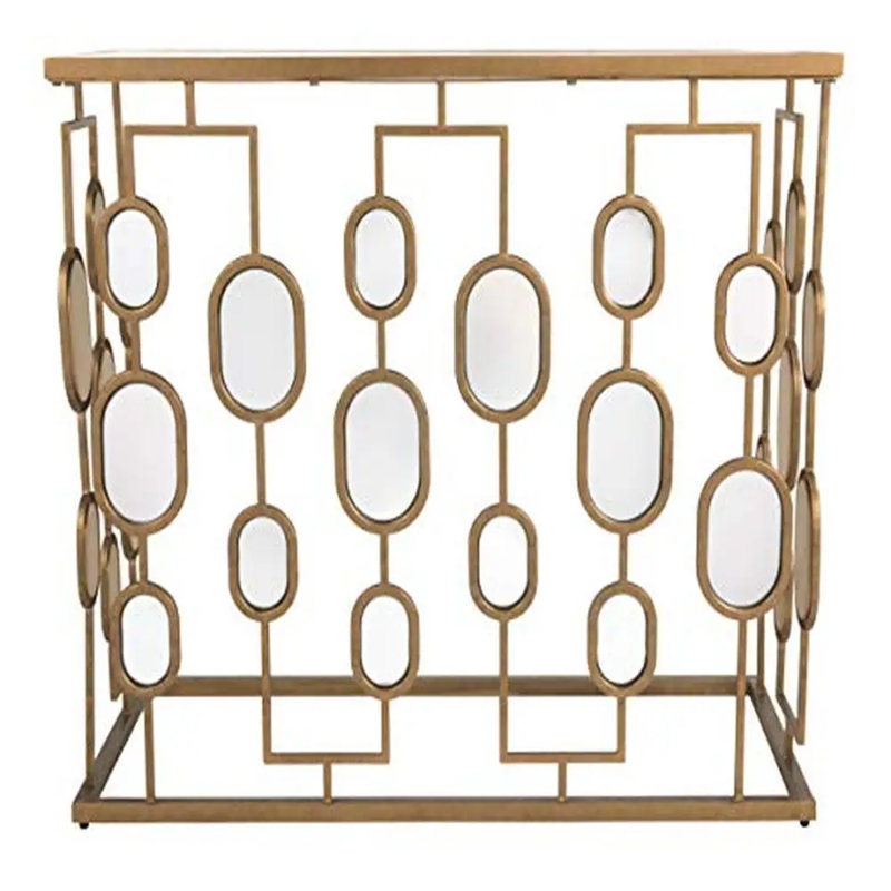 Elegant 36" Gold Metal & Mirrored Glass Console Table