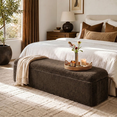 60" Upholstered Storage Bench with Lift Top, Storage Ottoman Bench