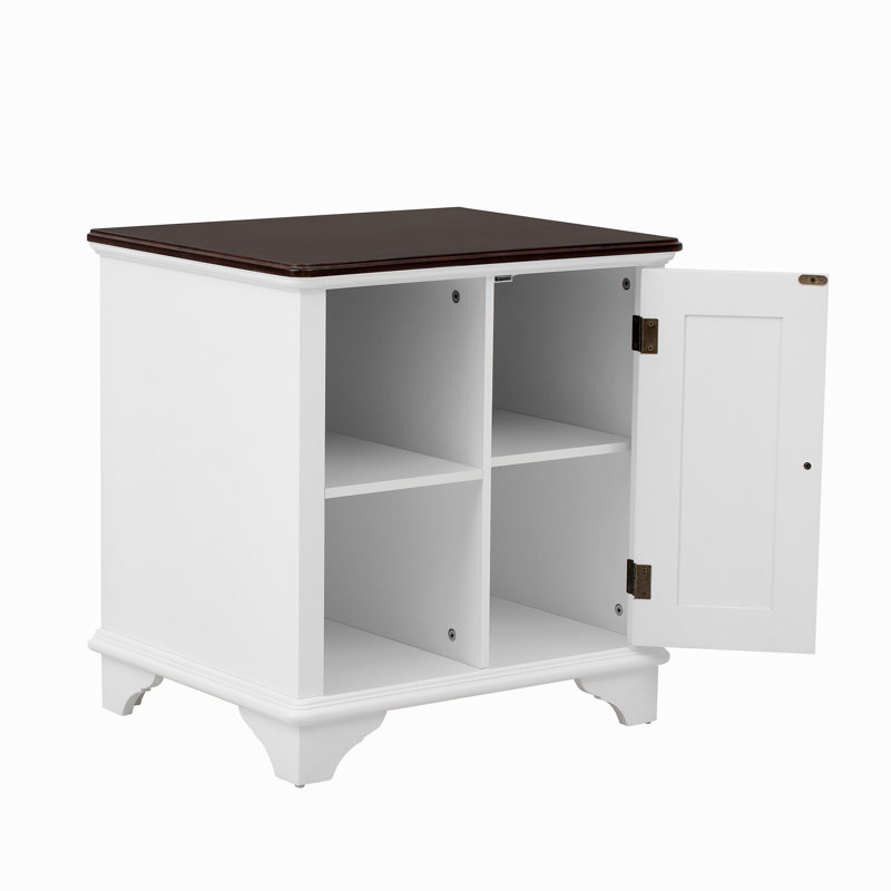 Table d'appoint avec deux volets en gazon tressé, Blanc