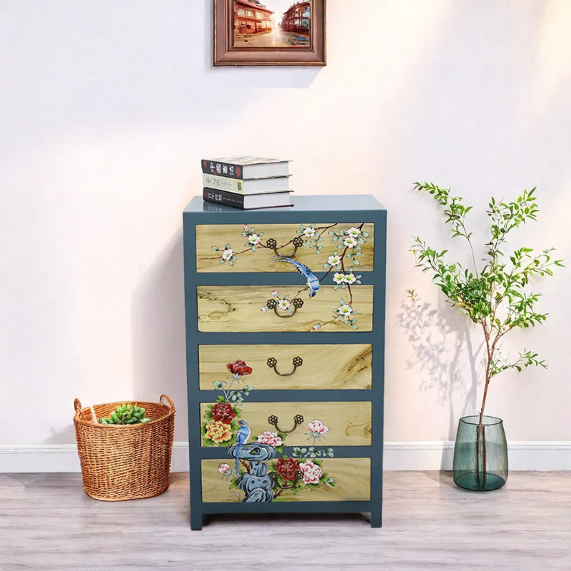 Hand-Painted Entryway Cabinet, 35.4" H x 23.6" W x 15.7" D