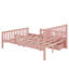 Lit plateforme double en bois avec garde-corps et 2 tiroirs-545936405