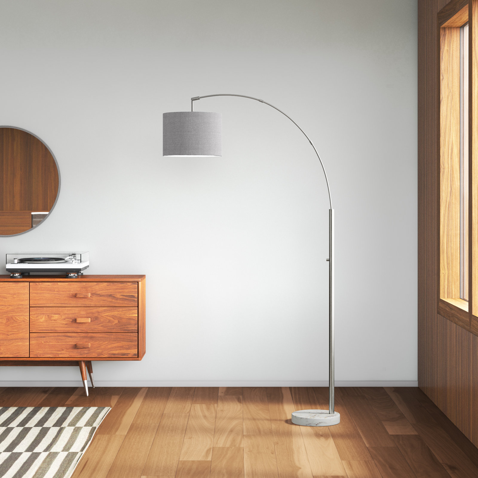 Felice 73.5'' Floor Lamp, White Marble, Gray