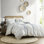 Lit double / grand en coton, gris avec détails 100% pour la chambre à coucher et pour