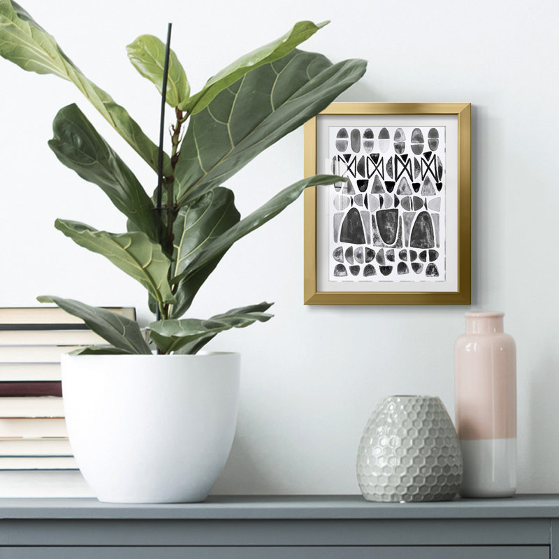 Grey Arches III - Picture Frame Print, Gold Framed Canvas, White, 20" H x 16" W