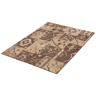 Tapis gris en laine noué à la main Estus