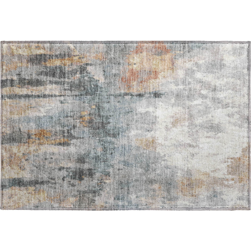 Premium Machine Washable Mayfield Abstract Rug, Rust, 1'8" x 2'6"