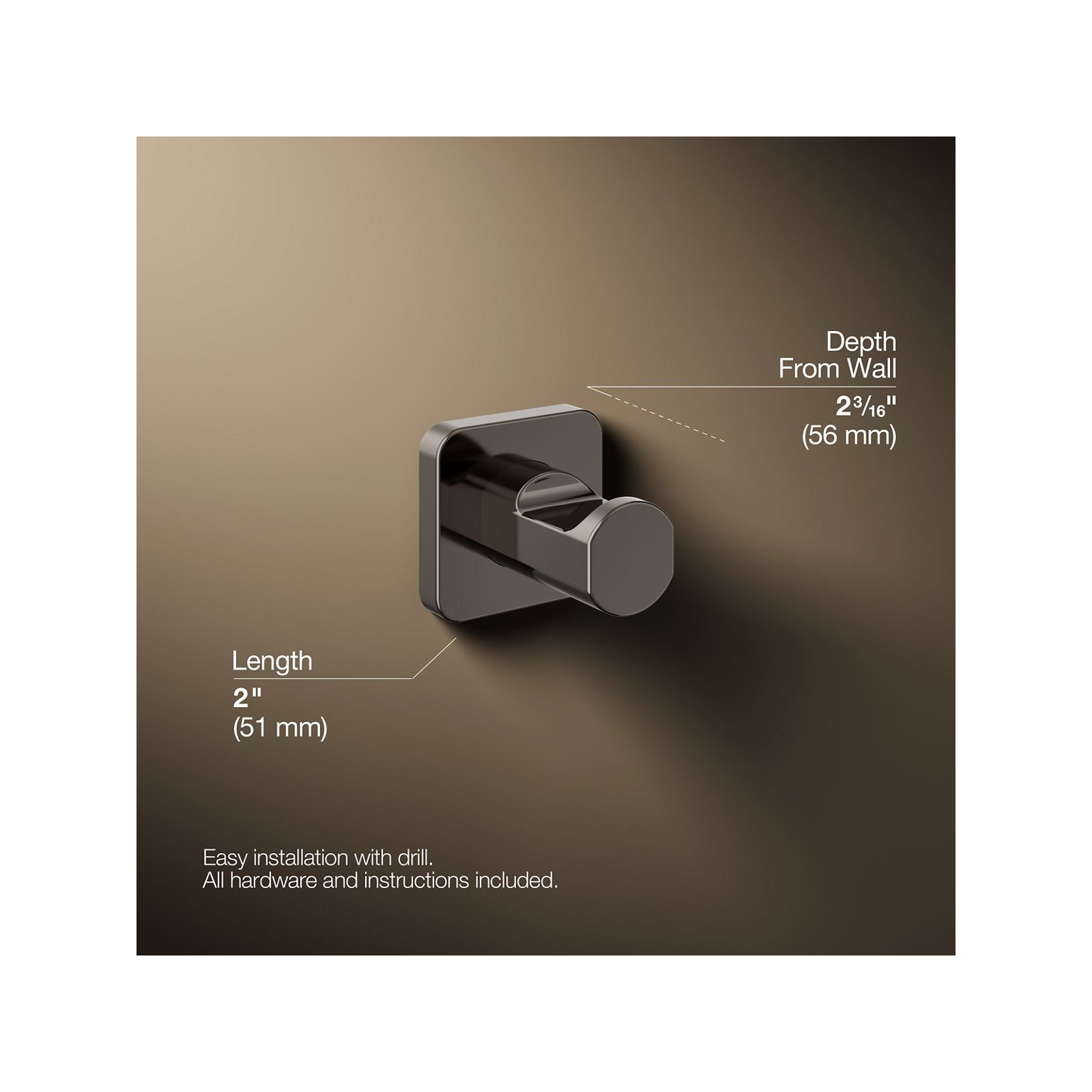 Parallel Robe Hook, Gray