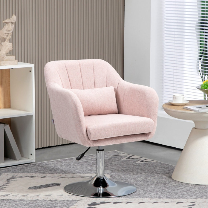 Upholstered Accent Chair, Pink Linen