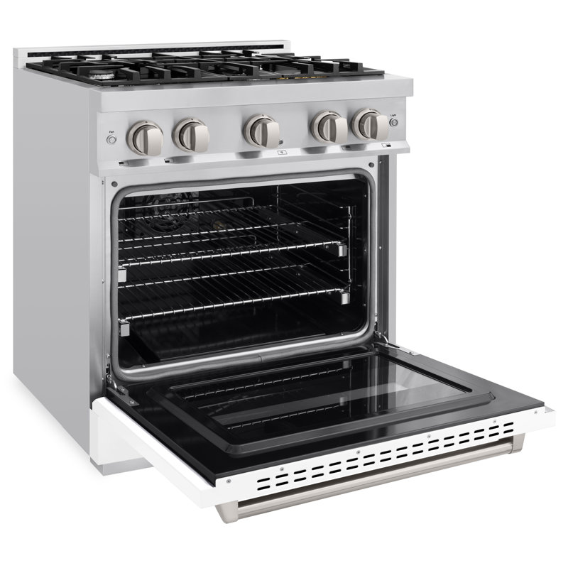 ZLINE 30 in. 4.2 cu. ft. Classic Dual Fuel Range with 4 Burner Gas Cooktop and Electric Convection Oven in Stainless Steel with Door