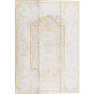 Hand-Knotted High-Quality Beige and Gold Area Rug