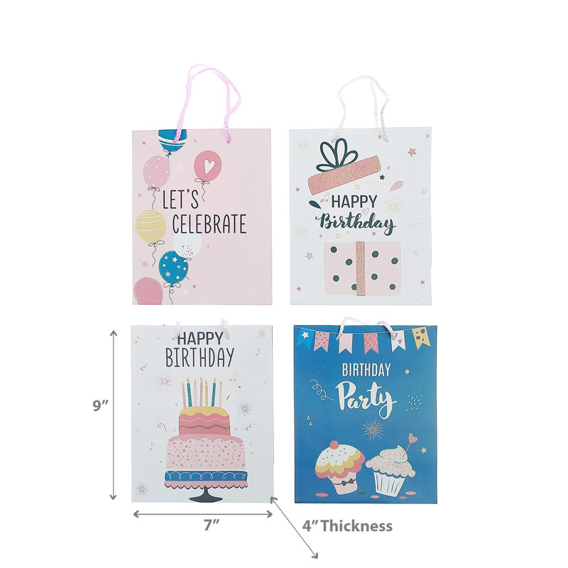 Ensemble de 12 sacs-cadeaux Happy Birthday