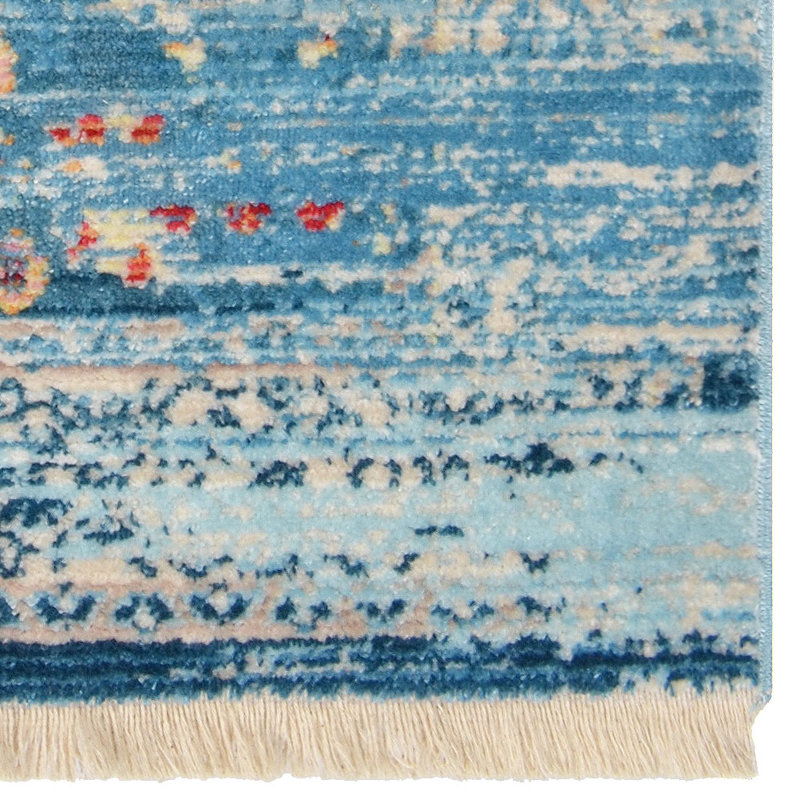 Crayton Machine Made Polyester Area Rugs - Rectangle, Blue Color, Oriental Design, Low Pile Machine Made Area Rugs for Living Room, Bed Room