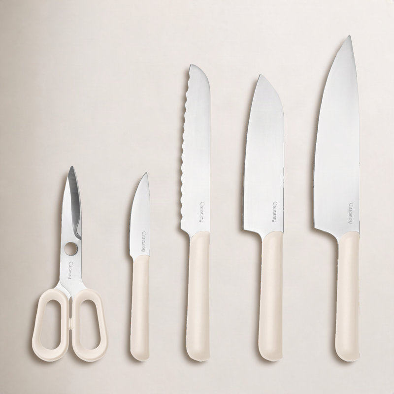 Caraway 5Pc Knife Set, Cream