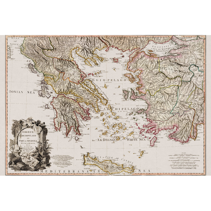 Carte de la Grèce du 18e siècle, L 12 po x H 8 po