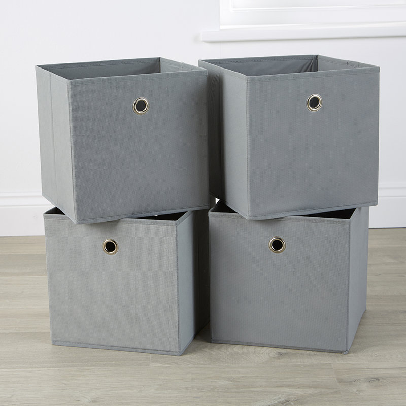 Fabric Storage Cube Organiser Box, Grey