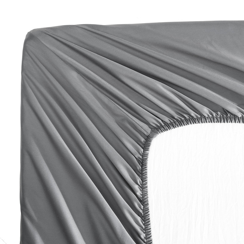 Vera Wang T800 Sateen Solid CVC Sheet Set, King Sheet Set with 2 Pillowcases, Dark Gray
