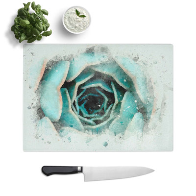 Tempered Glass Tipped Succulent Plant Chopping Board