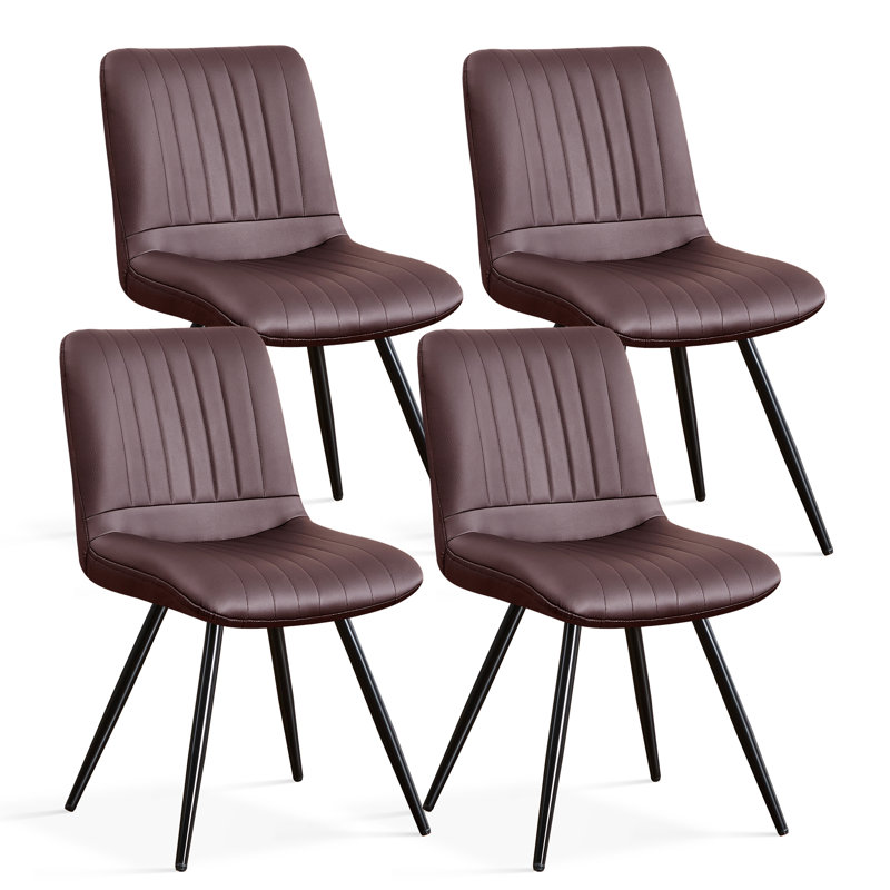 Chaise rembourrée en similicuir, Brun, 4