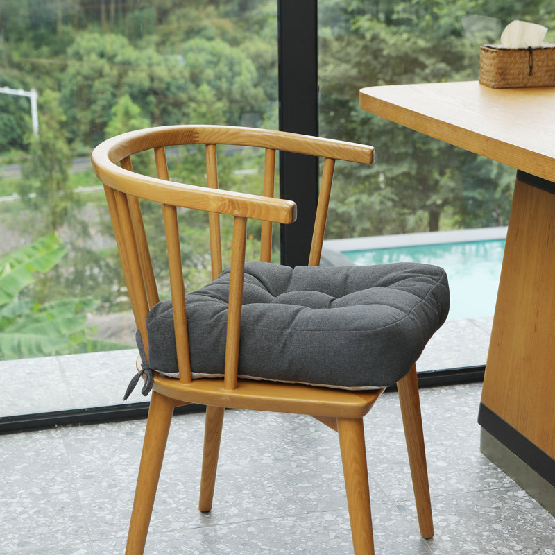 16.5-inch  Dining Chair Cushion, Dark Gray Polyester Blend