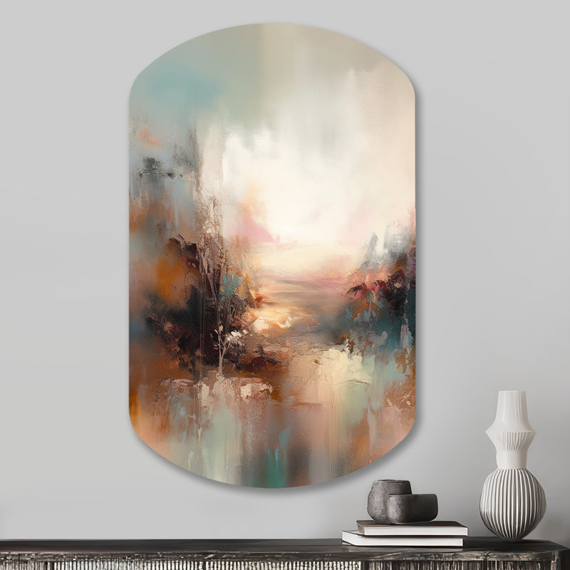 «Brown Abstracted Nature I - Landscape», reproduction d'art asymétrique moderne, H 31 po x l 19 po x P 1 po