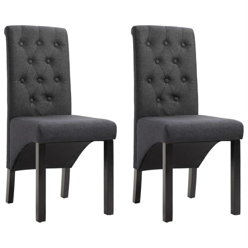 Dining Chairs Side Chair with Solid Wood Legs for Home Kitchen Fabric, Dark Gray, 2