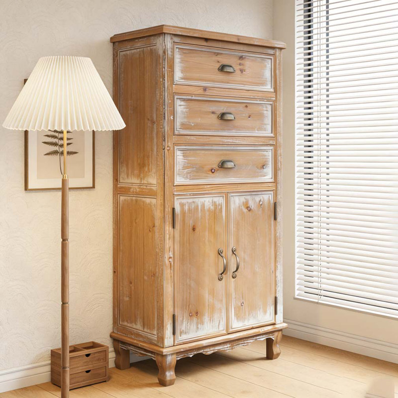 Armoire de rangement en bois rustique, Bois naturel