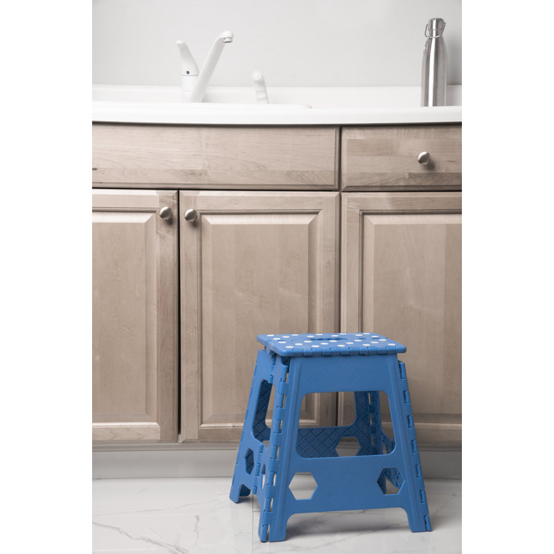 1 - Step Plastic Folding Step Stool, Blue