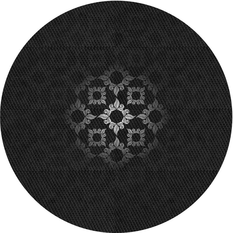 Tapis noir/gris tissé à la machine, Rond 3 pi
