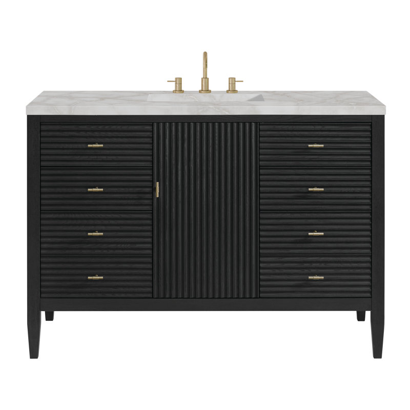 Myrrin 48 in. Single Vanity, Carbon Oak, Victorian Silver