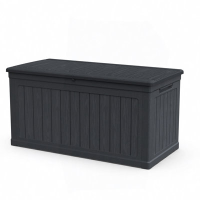 Grand coffre de rangement extérieur 230 gallons pour meubles de patio, coussins d'extérieur, outils de jardin et équipement de sport / piscine, résine imperméable, verrouillable, noir