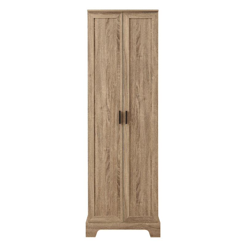 Armoire de rangement avec deux portes pour salle de bain, bureau, tablette ajustable, panneau de fibres à densité moyenne, brun
