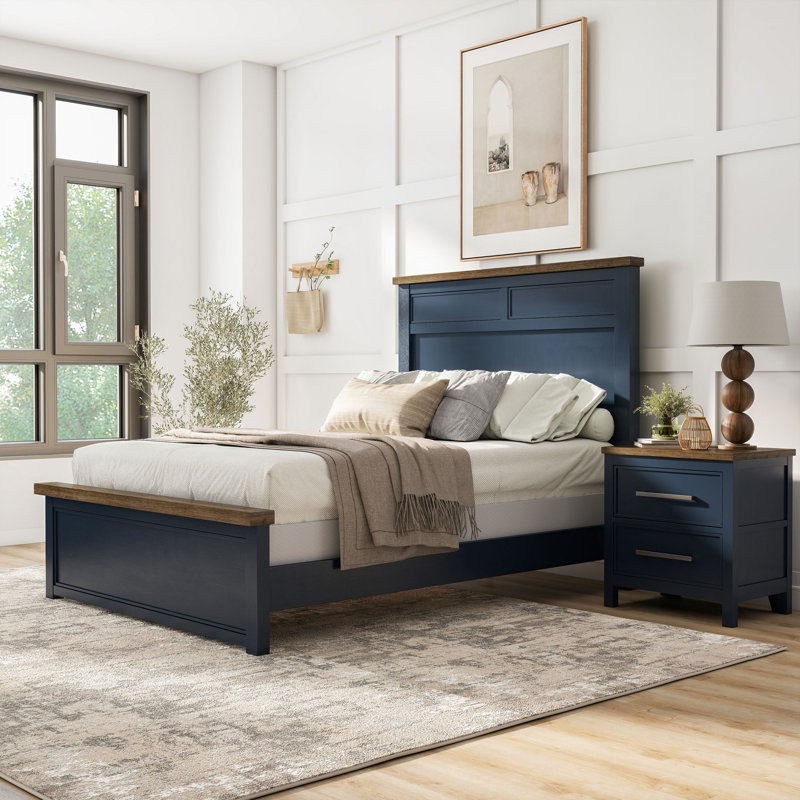 Lonegan 3-Piece Bedroom Set, Blue, Twin, 3 Pcs: Bed, 2 Nightstands
