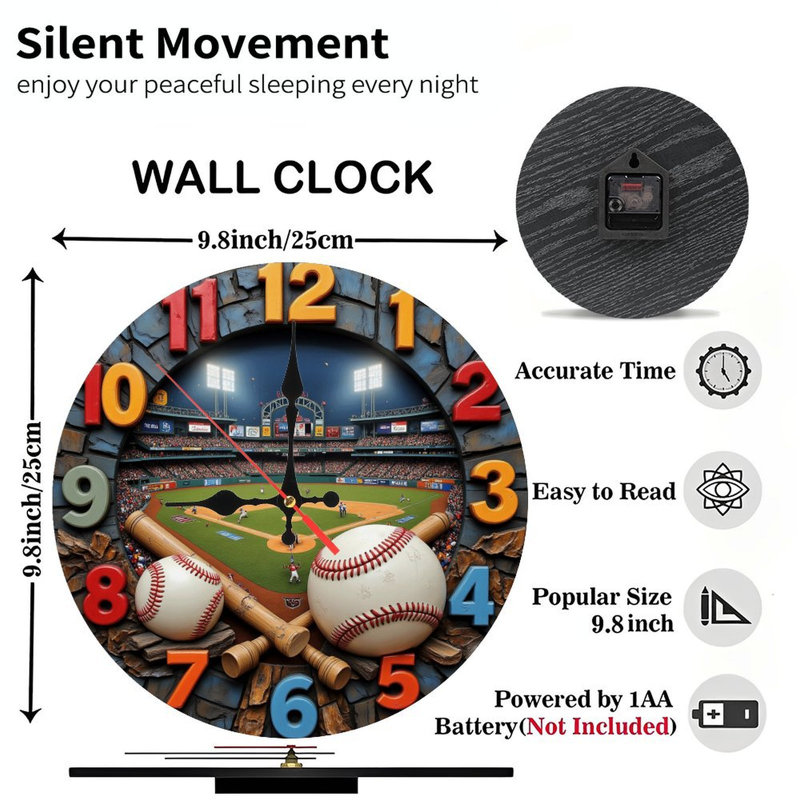 Horloge murale Baseball Stadium Design unique