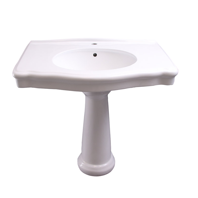 Anders Rectangular Pedestal Lavatory, White, Single